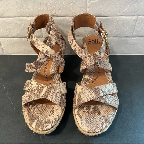 SOFFT Women's 8.5 Inez Wedge Espadrille Sandals cream snakeprint - Picture 5 of 11